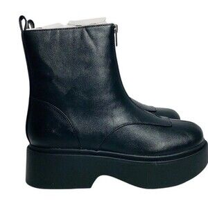 Wild Fable Women Black Honor Low Shaft Flat Platform Boots, Memory Foam Sz 8 New